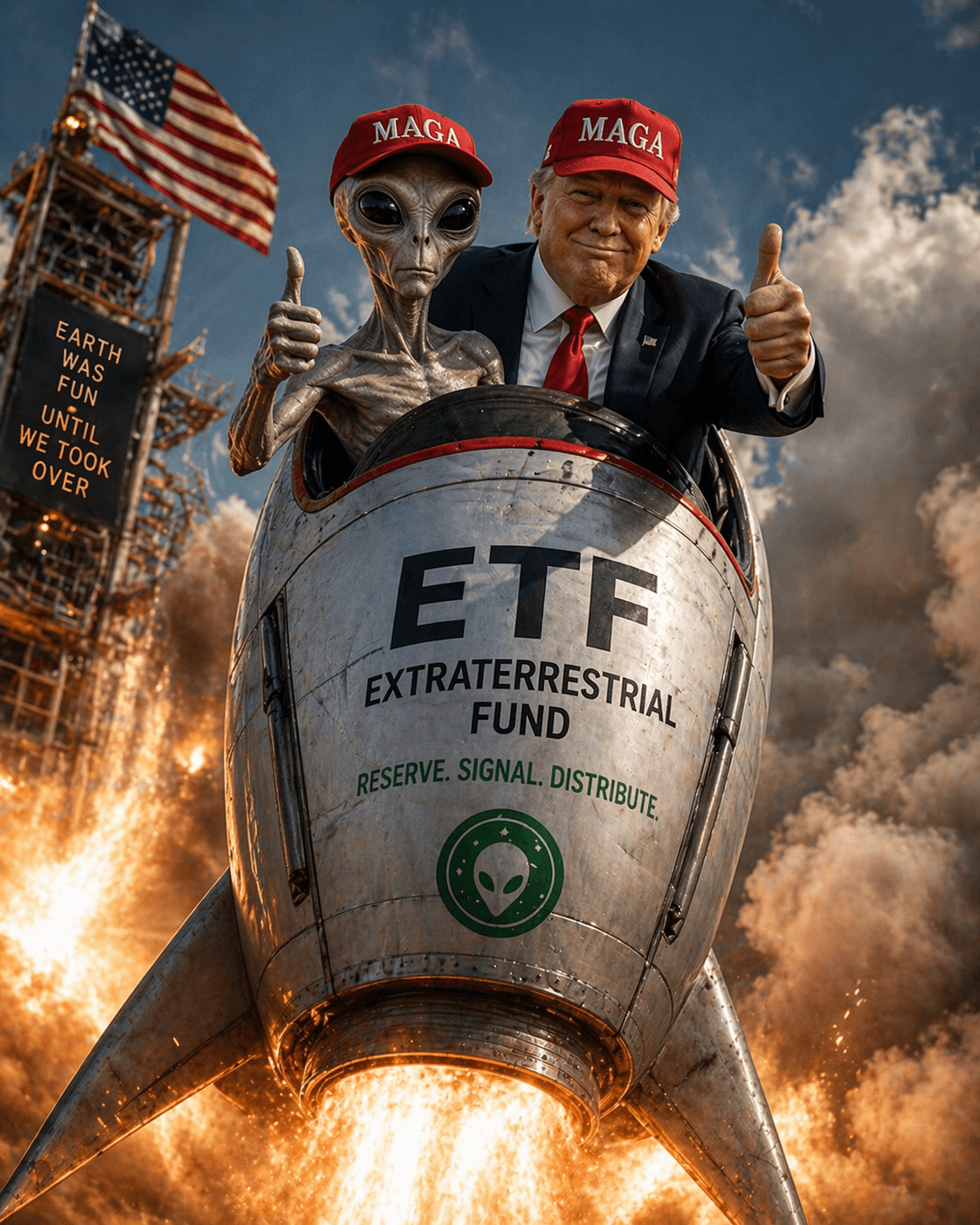 ETF-01 launch vehicle · reserve · signal · distribute